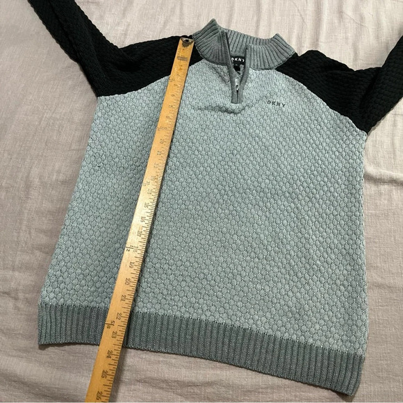 DKNY Boy Pullover Size XL 1/4 Zip Sweater Ribbed Knit Color Block Long Sleeve - Picture 5 of 5